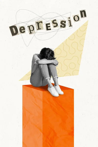 Collage Vorlage Bild Von Mürrisch Gestresste Frau Unzufrieden Schreiende Depression — Stockfoto