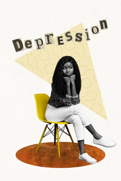 Foto Collage Kunstwerk Minimales Bild Von Gestressten Dame Gefühl Depression — Stockfoto
