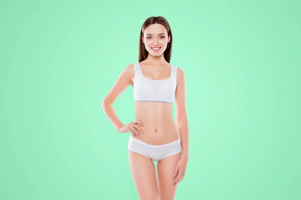 Retrato Mujer Forma Deportiva Con Cuerpo Perfecto Bikini Ropa Interior — Foto de Stock