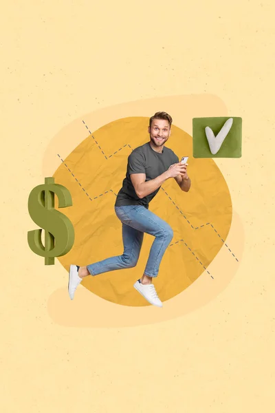 Abstract Creative Artwork Template Collage Happy Smiling Guy Online Betting — Stock Photo, Image
