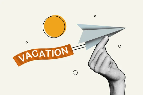 Template Collage Picture Paper Origami Airplane Vacation Visa Low Cost — Stock Photo, Image