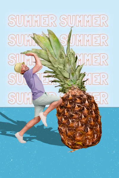 Sommer Collage Bild Von Jungen Reisenden Zum Ersten Mal Essen — Stockfoto