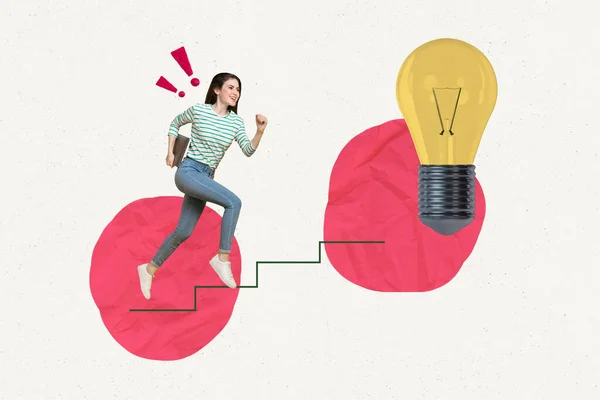 Magazin Collage Ambitionierter Arbeiterinnen Brainstorming Geniale Idee Für Innovativen Unternehmenserfolg — Stockfoto
