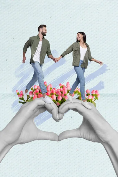 Collage Diseño Compuesto Vertical Dos Personas Historia Amor Par Manos —  Fotos de Stock