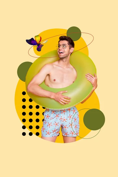 Kunstwerk Werbung Collage Bild Schwimmbad Party Kerl Ohne Hemd Tragen — Stockfoto