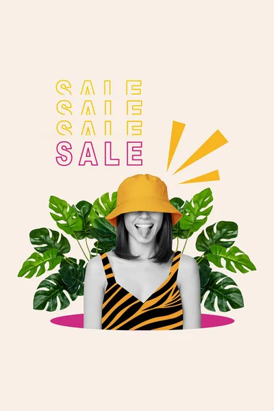 기사보기 미니멀리즘의 포스터가 마음으로 판매를 축하하는 콜라주 포스터에 — 스톡 사진