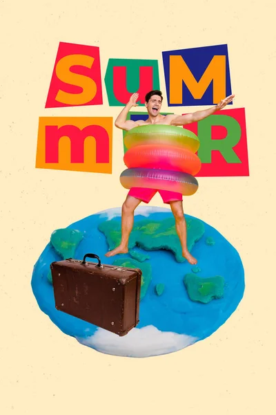 Collage Summer Season Holidays Vacation Plasticine World Geography Young Guy — Stock Photo, Image