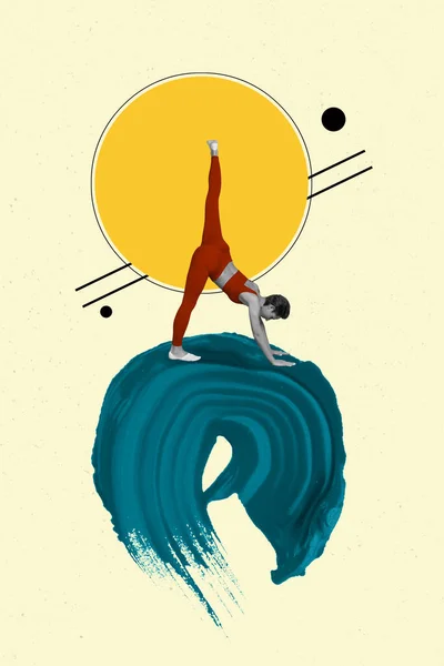 Template Advertentie Nieuwe Yoga Studio Collage Foto Van Jonge Sportvrouw — Stockfoto