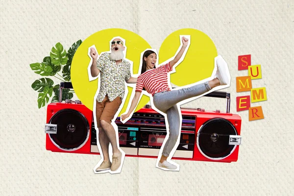 Magazin Bild Skizze Collage Bild Von Funky Cool Paar Tanzen — Stockfoto