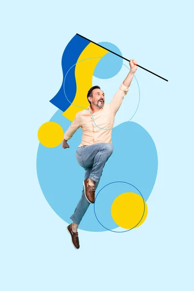 Creativo Azul Amarillo Plantilla Collage Edad Hombre Extranjeros Sociedad Han — Foto de Stock