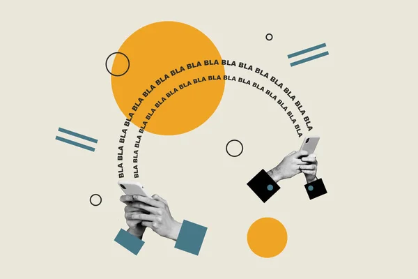 Artwork Design Collage Bild Von Zwei Personen Kommunizieren Senden Nicht — Stockfoto