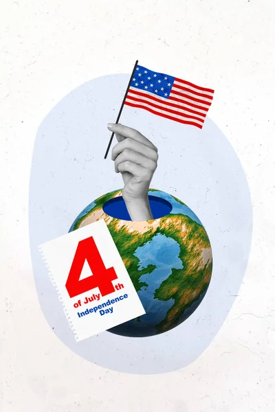 Иллюстрация Коллажа Карта Флага Сша Соединенные Штаты Америки Форму Планеты — стоковое фото