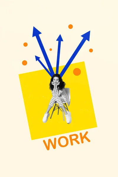 Креативный Ретро Коллаж Журнала Изображением Мечтательной Дамы Обладающей Многими Рабочими — стоковое фото