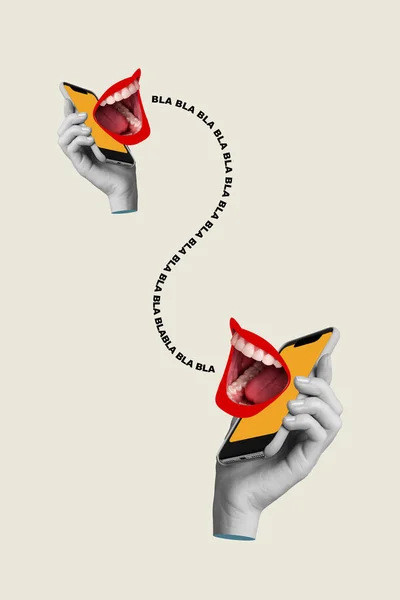 Grafik Vorlage Collage Von Seltsam Funky Mund Schnelle Verbindung Apple — Stockfoto