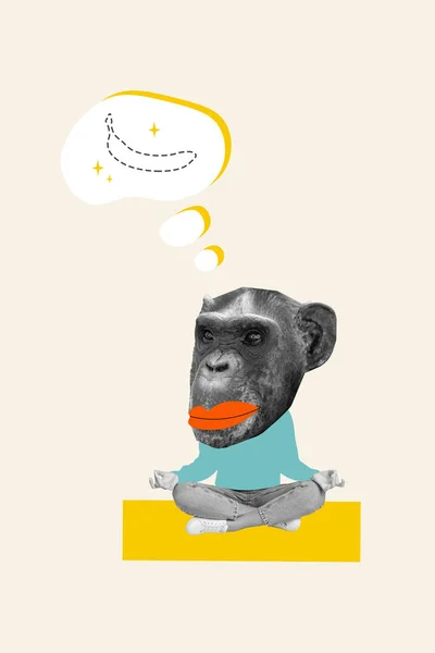 Vertikales Bild Von Kopflosen Absurden Affen Schimpansen Primaten Tierischen Gedanken — Stockfoto
