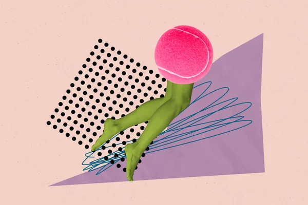 Colagem Ilustração Criativa Composta Bola Badminton Tênis Sem Cabeça Com — Fotografia de Stock