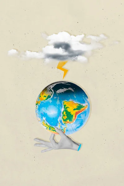 Ilustración Collage Imagen Metáfora Rayo Tormenta Tiempo Nubes Mal Pronóstico — Foto de Stock