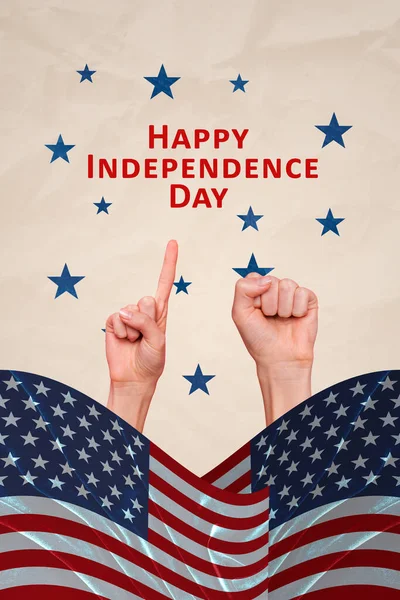 Композитный День Независимости Коллажа Объединенных Штатах Единства Америки Национализм Кулаком — стоковое фото