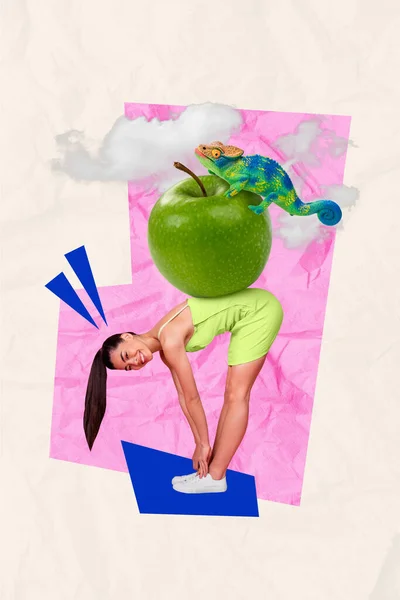 Creatieve Collage Template Van Dame Yoga Coach Trainer Hebben Interactieve — Stockfoto