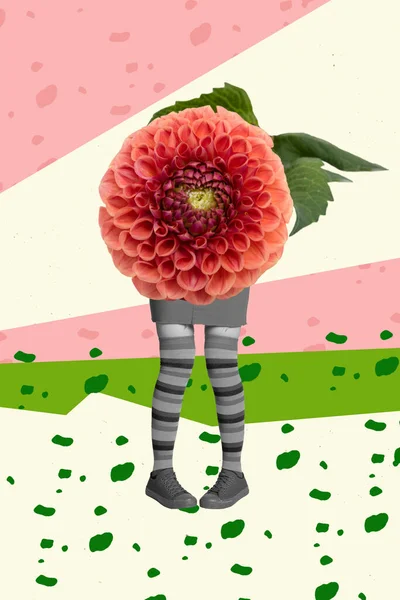 Függőleges Kollázs Kép Fej Nélküli Lány Menstruáció Félénk Lábak Rózsaszín — Stock Fotó
