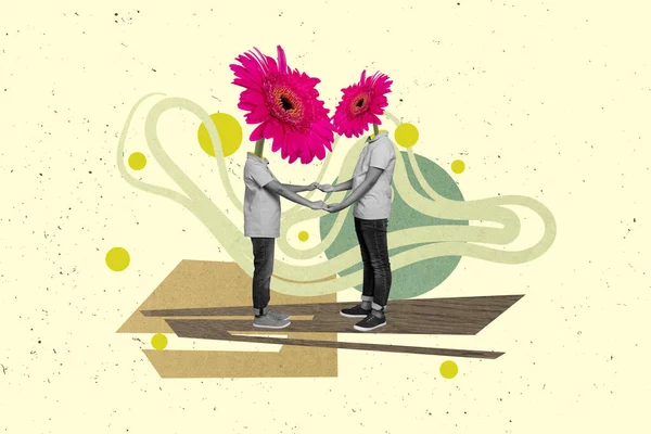 Collage Afbeelding Van Twee Mini Zwart Witte Kleuren Kids Bloemen — Stockfoto