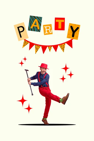 Hétvégi Party Hangulat Kollázs Funky Fiatal Férfi Tánc Boogie Woogie — Stock Fotó