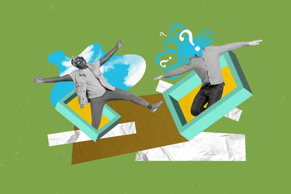 Psychedelische Kunstwerke Skizzieren Pop Collage Von Zwei Funky Crazy People — Stockfoto