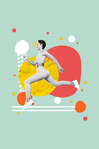 Banner Immagine Collage Schizzo Sportivo Snello Donna Sexy Indossare Leggings — Foto Stock
