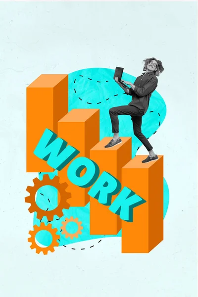 Desenho Criativo Imagem Conceito Colagem Workaholic Carreira Crescer Diagrama Demonstrar — Fotografia de Stock