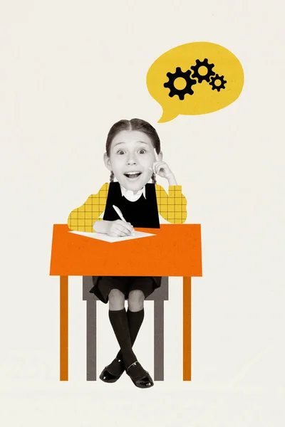 Çılgın Eğlenceli Küçük Bir Kızın Poster Kolajı Harika Bir Karar — Stok fotoğraf