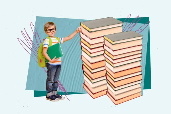 Artwork Magazin Collage Bild Von Kleinen Jungen Genießen Das Lesen — Stockfoto