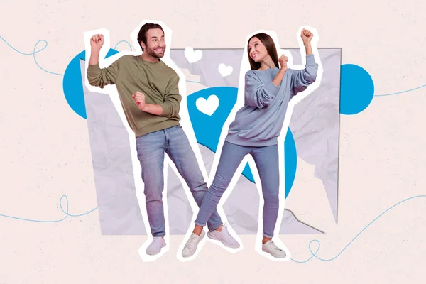 Blog Fényképezés Collage Artwork Minimal Picture Pretty Smiling Couple Dancing — Stock Fotó