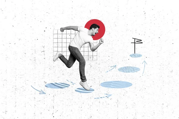 도달하는 남자의 창의적 디자인 스케치 화이트 배경에 고립된 극복하다 — 스톡 사진