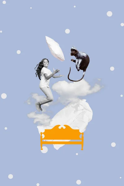 Banner Bild Collage Magazin Vorlage Von Glücklichen Positiven Kleinen Mädchen — Stockfoto
