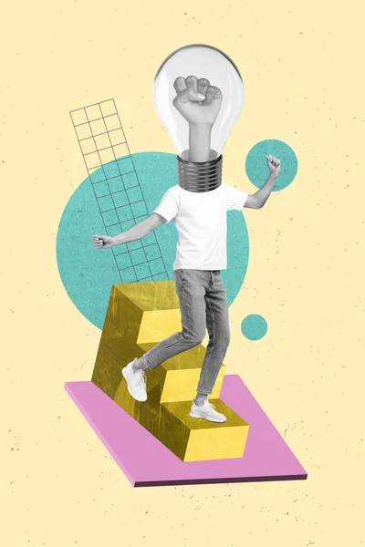 Bild Skiss Collage Pop Konstverk Konstiga Freak Konstig Person Lampa — Stockfoto