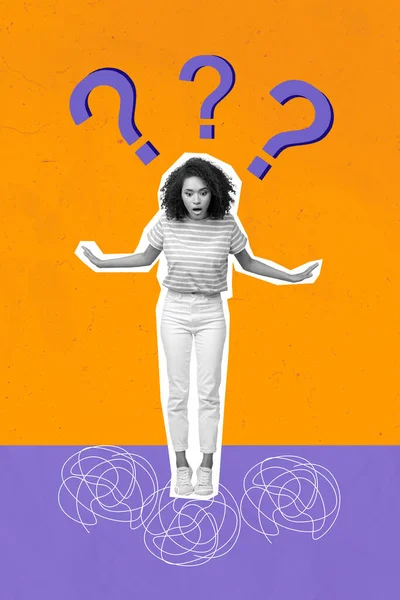 Afiş Afişi Siyah Beyaz Fotoğraf Kolajı Şok Kız Cevap Vermiyor — Stok fotoğraf