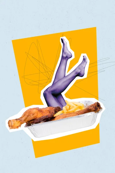 Вертикальний Колаж Плакат Обличчя Психоделічні Їдять Здорову Їжу Отримати Придатну — стокове фото