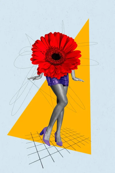 Colagem Metáfora Arte Pernas Slim Senhora Posando Modelo Noite Clube — Fotografia de Stock