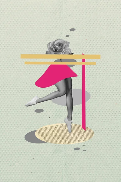Kreatywne Kompozytowe Kolaż Fotografia Koncepcja Bezcielesna Kobieta Balerina Taniec Kwiat — Zdjęcie stockowe