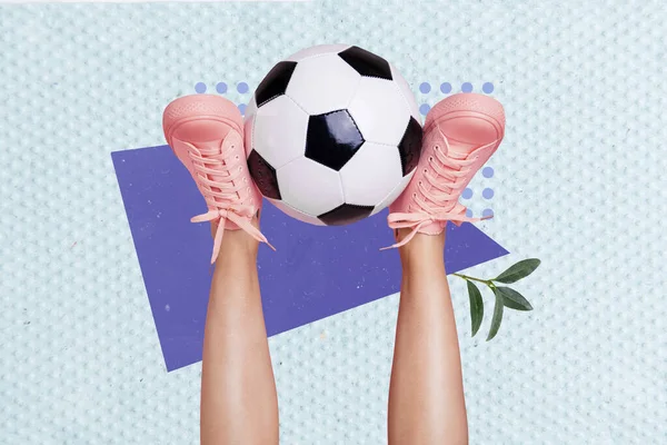 Spor Bacakların Kolaj Kolajı Ellerinde Yetenek Top Sürme Futbol Reklamı — Stok fotoğraf