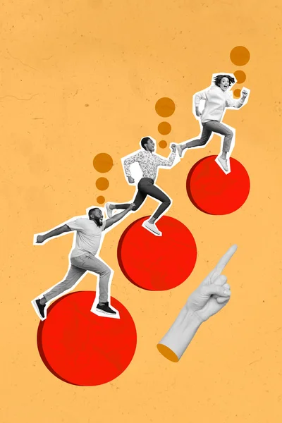 Banner Grafik Collage Von Sportlichen Menschen Überwinden Hindernis Ebene Professionelles — Stockfoto