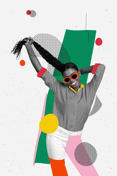 Creatieve Foto Kunstwerk Graphics Collage Schilderen Van Zorgeloos Dansen Met — Stockfoto