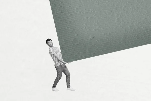 艺术作品杂志的拼贴图片有目的的男人试图解决巨大的压力问题孤立的白色背景 — 图库照片
