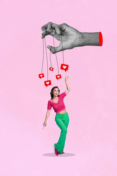 Blog Fényképezés Collage Artwork Picture Funky Funny Lady Catch Hanging — Stock Fotó