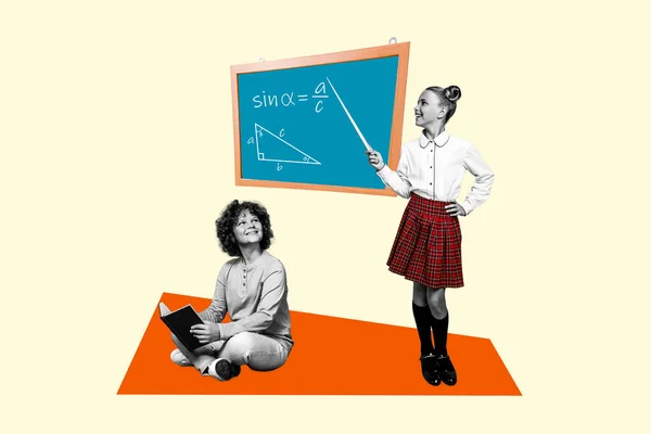 Collage Banner Der Schüler Klassenzimmer Lernen Geometrie Logische Formeln Board — Stockfoto