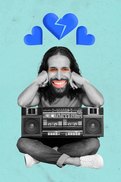 Komik Adam Yaratıcı Poster Kolajı Eğlenceler Disko Partisinin Müzik Kasedi — Stok fotoğraf
