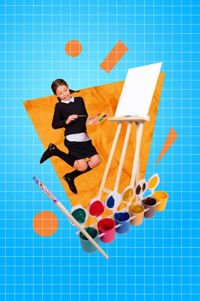 Advert Shopping Collage Buy Kids Talented Inspiration Brush Easel Drawing — Stock Photo, Image