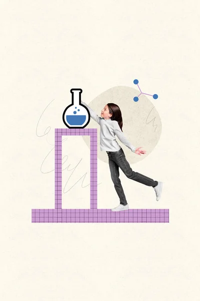스마트 지능형 똑똑한 플라스크 분자의 크리에이 포스터 콜라주 특이한 — 스톡 사진