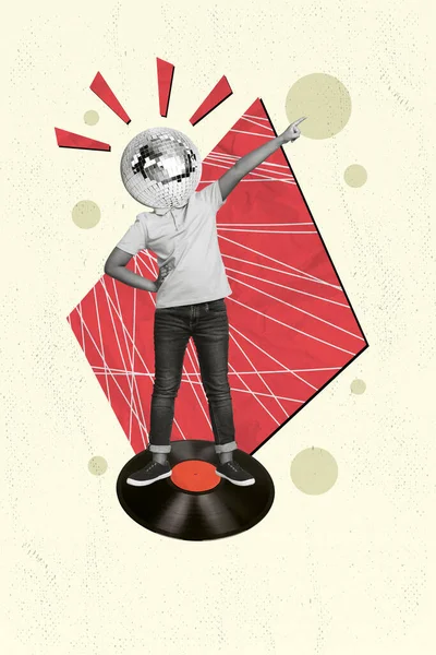 Dikey Kolaj Görüntüsü Mini Siyah Beyaz Efekt Çocuk Disko Topu — Stok fotoğraf