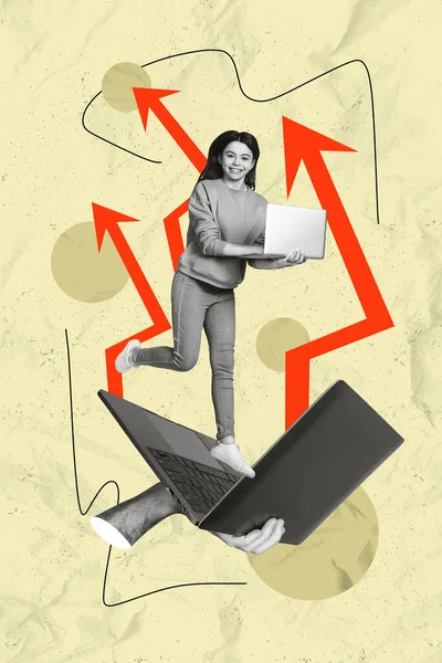 Abstrakte Kunst Collage Illustration Vorlage Von Jungen Mädchen Arbeiten Geld — Stockfoto